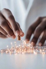Poster - A person actively participates in enhancing a circuit board by placing components, demonstrating collaboration between human skills and technological advancement