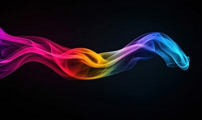 Poster - A captivating rainbow smoke design elegantly flows across a dark background, creating a modern aesthetic.