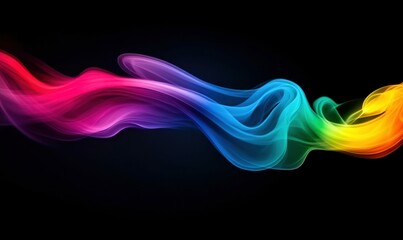 Poster - A mesmerizing ribbon of vibrant rainbow colors swirls dynamically against a dark background.