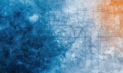 Poster - Intricate abstract background featuring textured blue and orange hues with a grid-like pattern.