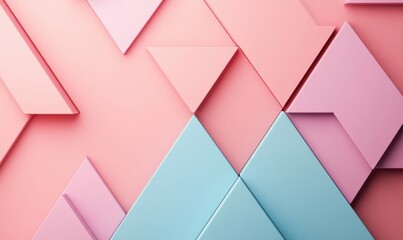 Poster - Elegant pastel colored triangles create a modern geometric background with a soft, three-dimensional feel.