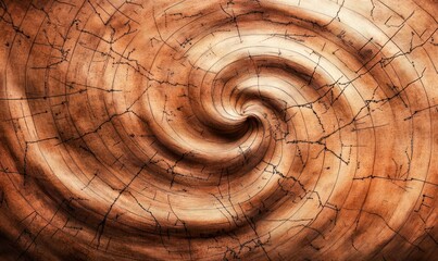 Poster - A mesmerizing swirl reveals the intricate details of cracked rings in aged wood.
