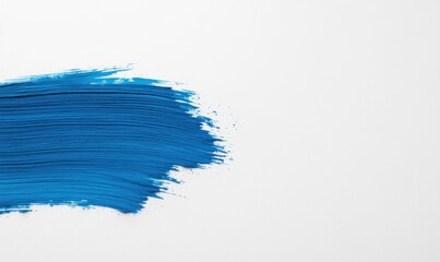 Poster - A vibrant cobalt blue paint stroke on a clean white background offers a modern artistic touch.