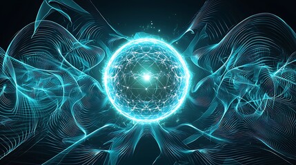 Wall Mural - a blue and green image of a glowing orb