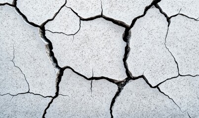 Poster - Cracked white concrete shows intricate patterns, creating a textured, abstract, and detailed full frame.