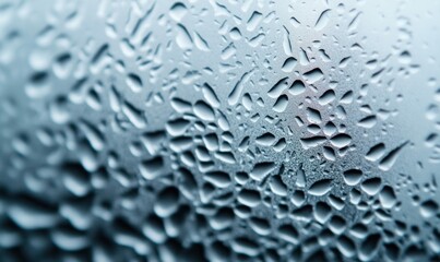 Poster - A myriad of water droplets clings to a cool surface, forming an intricate and mesmerizing design.