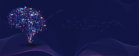 Poster - Artificial Intelligence brain concept. Abstract technology background
