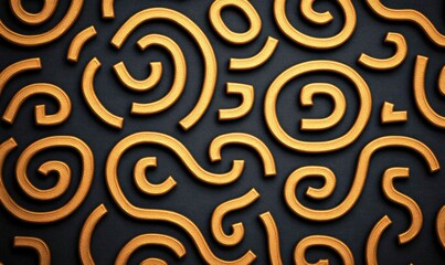 Poster - Golden swirls create a luxurious abstract pattern against a dark grey textured background.