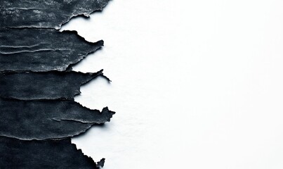Poster - Dramatic dark texture with torn edges creates a striking contrast against white background.