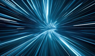 Poster - Experience the thrill of warp speed with abstract light trails converging into a vibrant vortex.