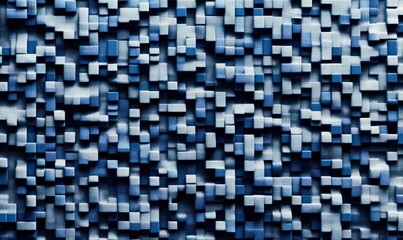Poster - A mesmerizing texture of blue and white 3D cubes creates an abstract, dynamic background.