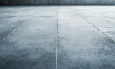 Poster - Modern gray concrete floor featuring square tiles creating a simple yet industrial texture.