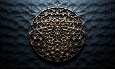 Poster - An elaborate gold flower pattern on a textured backdrop creates an elegant, artistic visual.