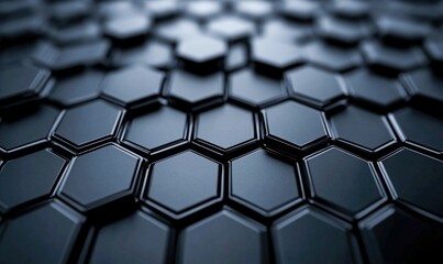 Poster - An abstract background of a dark honeycomb pattern creates a modern and geometric texture.