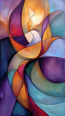 Poster - Colorful Digital Abstract Dreams Painting in Fluid Style with Soft Curves and Shapes Evoking a Sense of Floating in a Surreal Space