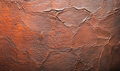Poster - A close-up of reddish-brown leather reveals its rich texture and intricate, organic patterns.