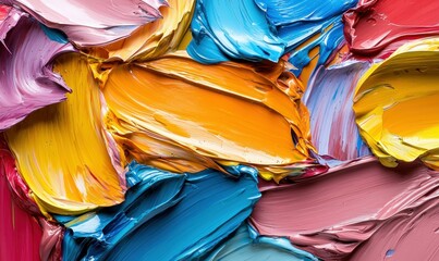Poster - An abstract close-up of textured paint strokes creates a vibrant, colorful, and modern background.
