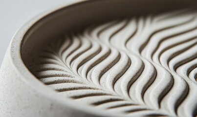 Poster - An abstract white concrete tray with carved wave patterns creates a modern and stylish look.