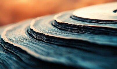 Poster - Detailed macro shot of a neatly stacked circular papers, revealing intricate patterns and textures.