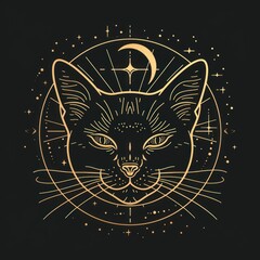 Wall Mural - surreal aesthetic cat logo blackboard animal mammal.
