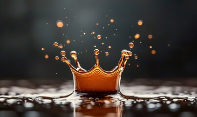 Poster - A captivating close-up of a liquid splash forming a crown with water droplets suspended in the air.
