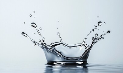 Poster - A crystal clear water splash forms a delicate crown shape against a bright backdrop.