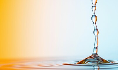 Poster - A stream of clear water creates delicate ripples on a vibrant, gradient surface, perfect as a backdrop.