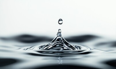 Poster - A water droplet creates a mesmerizing splash and ripple effect on a calm water surface.