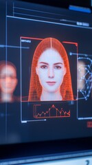 Poster - Facial recognition technology used for bioauthentication in futuristic laboratories
