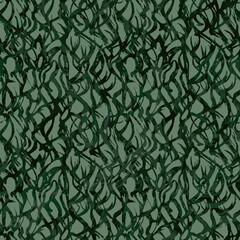  Green textured scribble pattern. Hand drawn curved lines, endless texture on green background. Print for fabric, womens wear, cosmetic pattern.