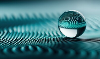 Poster - A mesmerizing crystal ball reflects the undulating geometric pattern, creating a captivating abstract composition.