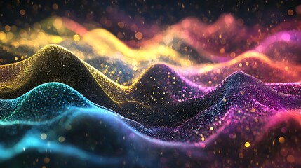 Wall Mural - a colorful, abstract image of a mountain range with a lot of sparkles