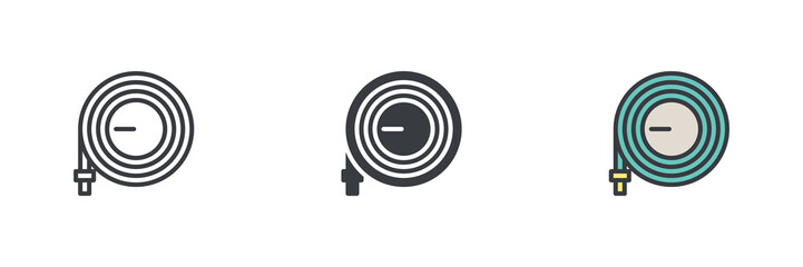 Poster - Watering hose reel different style icon set