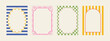 © anya - Set of spring whimsical hand-drawn pink blue orange green color frames with wavy stripes and line in trendy, vintage styles. Perfect for quirky holiday, wedding, birthday gift decorations.