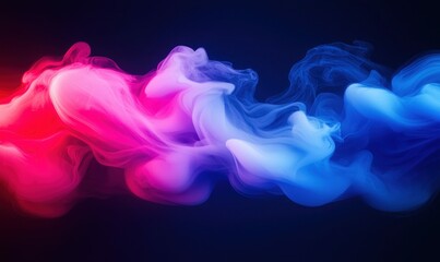 Poster - A captivating blend of red, purple, and blue smoke gracefully swirls against a dark canvas.