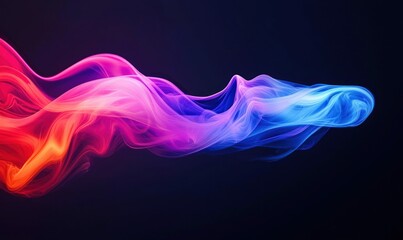 Poster - An abstract wave of vibrant colors dances across a dark canvas, creating a mesmerizing and fluid smoke effect.
