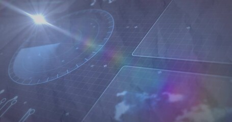 Poster - holographic animation with glowing light effects in futuristic digital interface