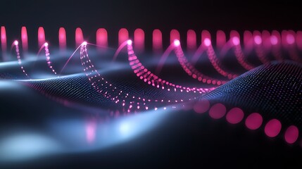 Wall Mural - a series of pink and blue dots on a dark background