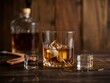 © OM - Enjoying a glass of whiskey with ice while relaxing at home in a cozy atmosphere