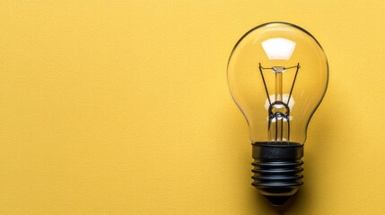Poster - Bright Idea on Yellow Concept of Inspiration, Creativity, and Innovation with Copy Space.