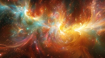 Wall Mural - A colorful space with a yellow and orange swirl