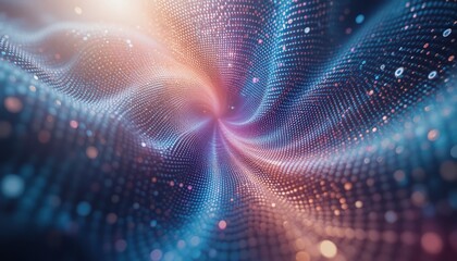 Poster - Dynamic motion visualization of digital data patterns in abstract space high-resolution graphics vibrant colors conceptual technology aesthetic