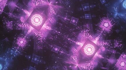 Wall Mural - a purple and blue background with many small squares and circles