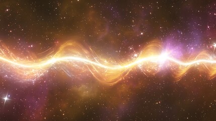 Wall Mural - A long, orange wave of light is seen in the sky