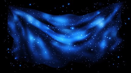 Fototapete - A dark blue gradient background with small, twinkling light particles floating in the distance.
