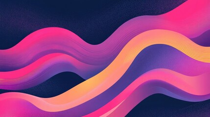 Aufkleber - Vibrant Colorful Wavy Lines on Dark Abstract Background