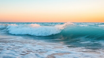 Wall Mural - serene ocean waves at sunset with gentle colors and calm vibes