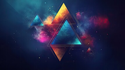 Aufkleber - Abstract Colorful Geometric Shapes with Light and Smoke Effects