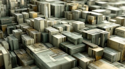 Aufkleber - Abstract Representation of Stacked Geometric Shapes in Gray Tones