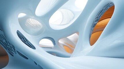 Poster - abstract architecture with fluid, organic walls that seamlessly flow into the surroundings.